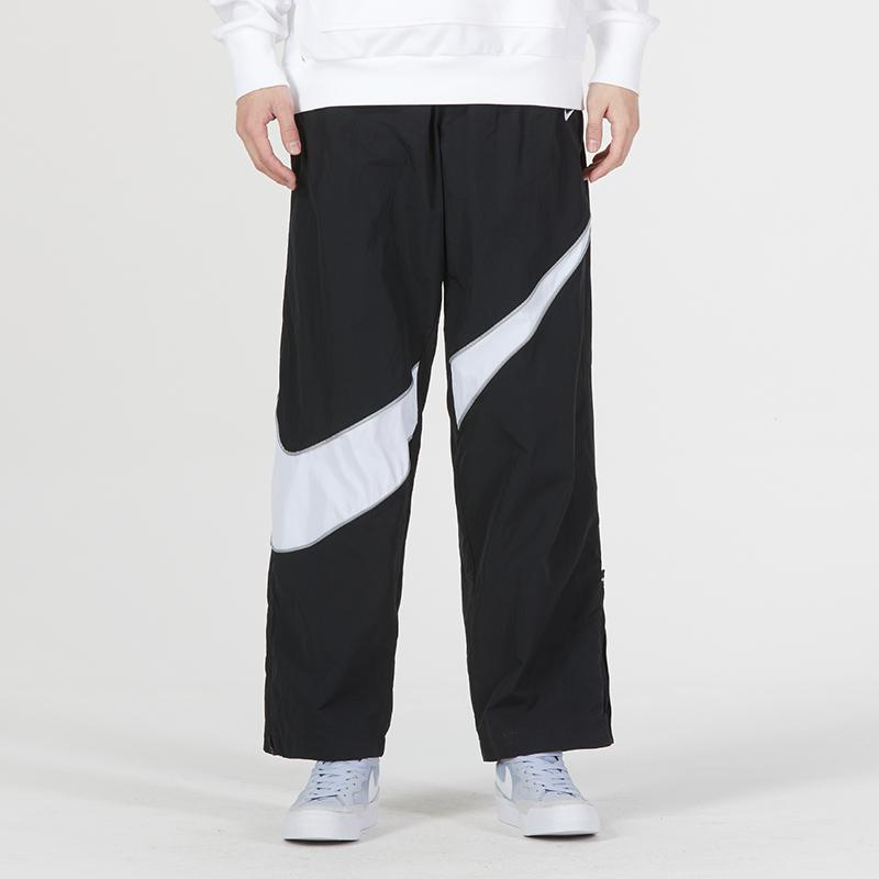 Nike Спортивная одежда Плетеные брюки Big Swoosh (Азия) Черная/белая мужская уличная одежда DX0595-010