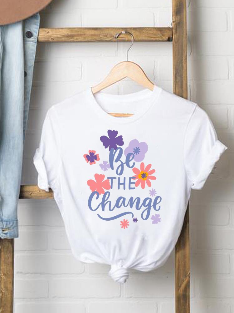 (Азиатский размер) сладкий цветочный тренд милый Женская Мода Футболка Топ Одежда Футболка Женская Принт Женский Короткий Рукав Графические Футболки