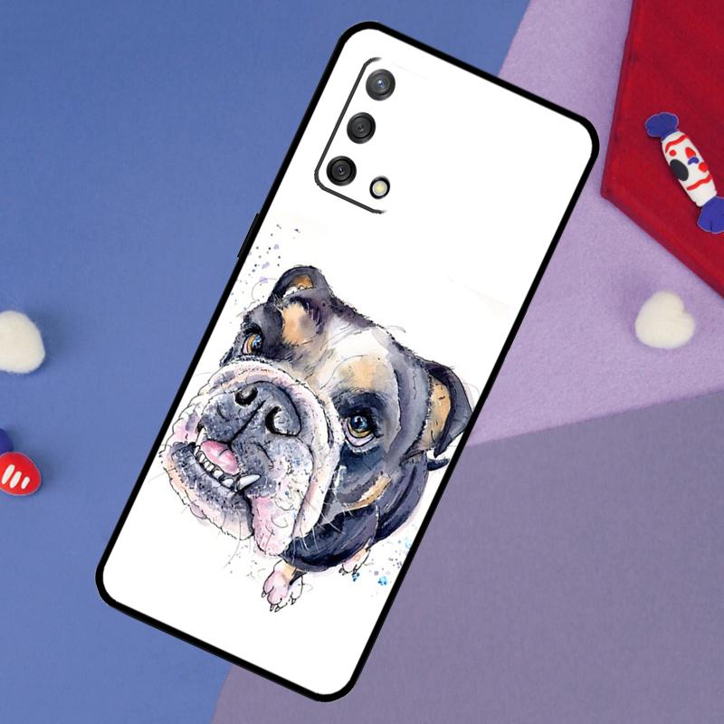 British Bulldog Case For Oppo A17 A60 A40 A80 A16 A76 A96 A98 A58 A78 A18 A38 A57 A74 A54 A94 A15 A5 A6 Pro