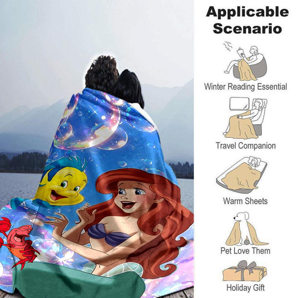 1pc Ariel Flounder blanket Lightweight Flannel Throw for Sofa Bed Travel Camping Livingroom Office Couch Chair