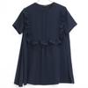 YOKOCHAN 2011 YCB-323-393 Navy Half Sleeve Frill Trim Blouse tops 38 NavyUsed