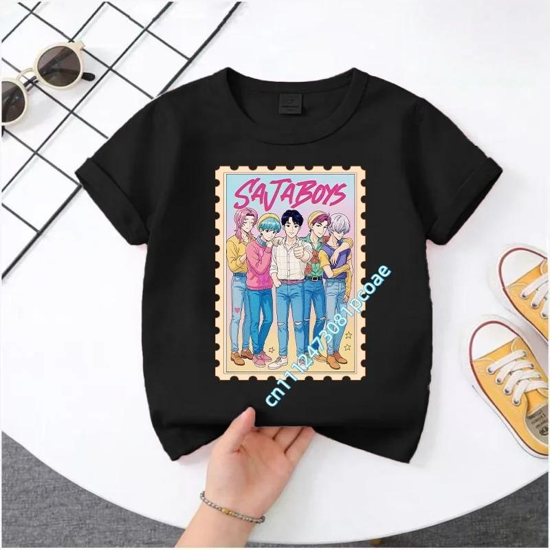2026 New K-POP Saja Boys Print Short-Sleeved Spring Summer Clothing for Boys and Girls Cute Cotton T-shirt for Boys and Girls