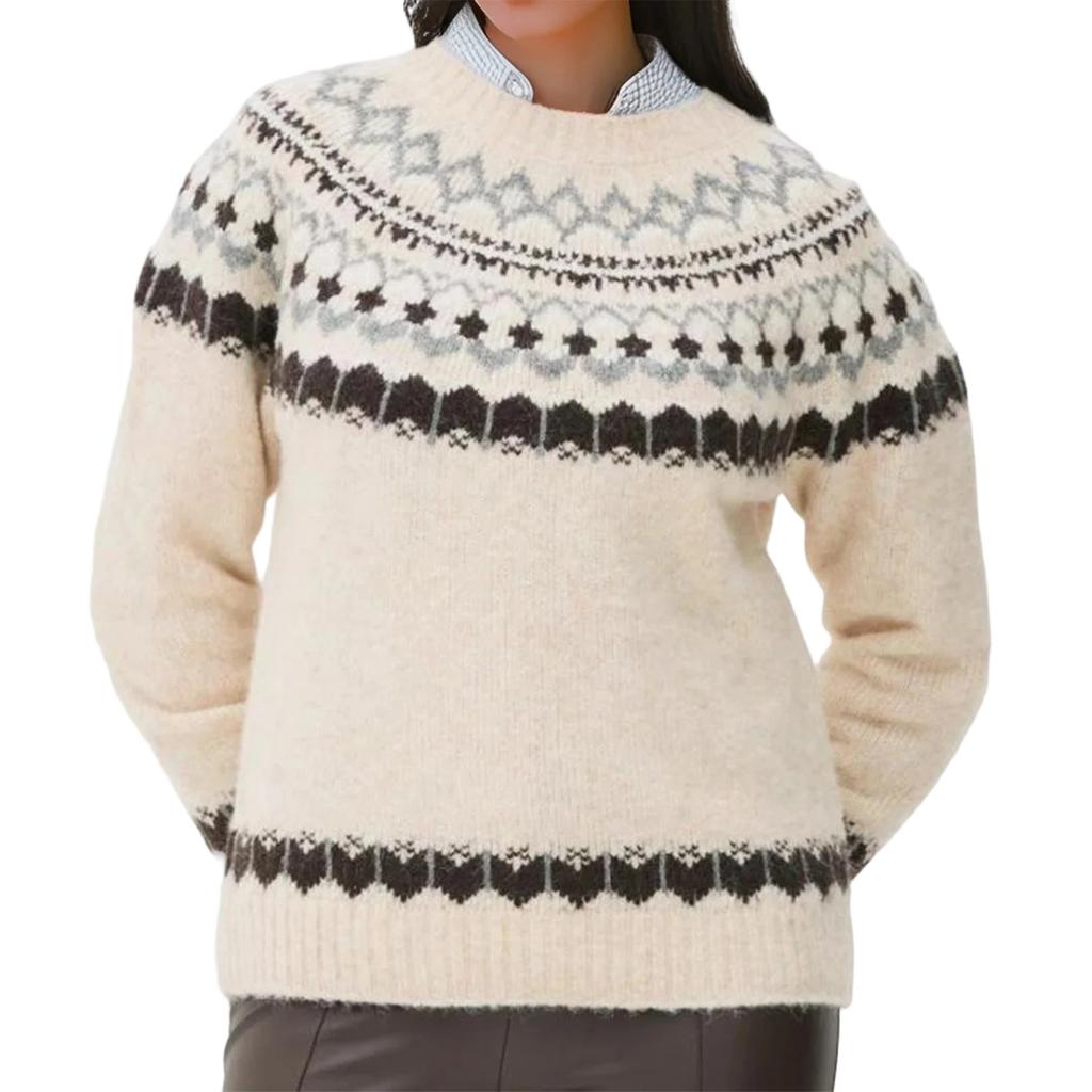 Женский модный свитер с круглым вырезом, свободный, с длинным рукавом, вязаный топ