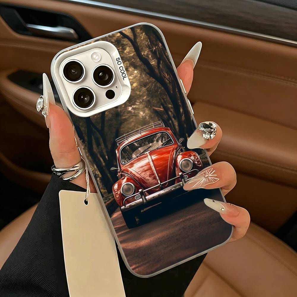 Винтажный-Жук Ретро Автомобильный Чехол для Телефона Для iPhone 17,16,15,14,13,12,11 Plus,Pro Max,XS,белый серебристый чехол для телефона