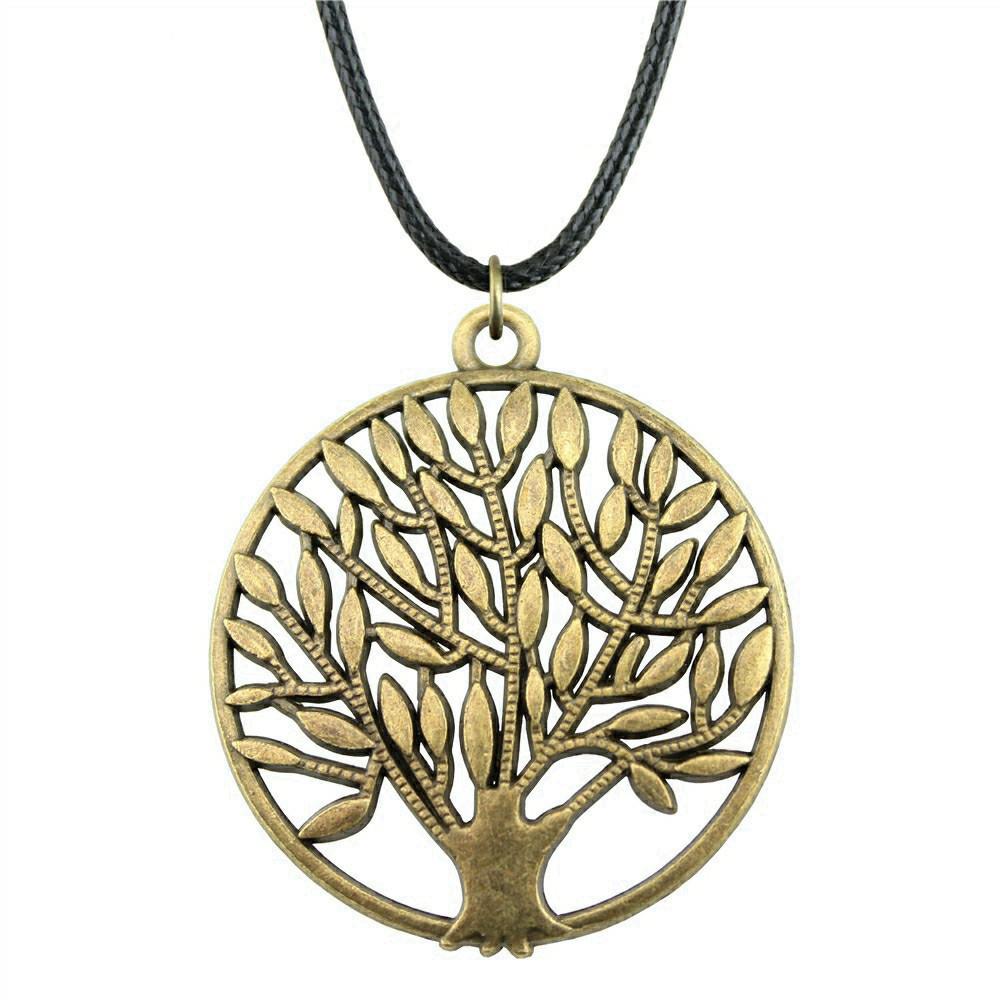Антикварный кулон-ожерелье "Древо Жизни" Nature Boho Statement Jewelry 45см Кожаная цепочка