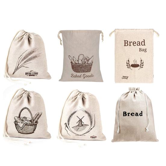 Reusable Bread Bag Eco-friendly Drawstring Design Easy To Clean Homemade Bread Storage Bag Dry Food Storage Organizer