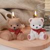 Diy Smiling Teddy Bear Silicone Candle Mold 3D Animal Soap Resin Craft Plaster Making Kit Handmade Ice Cube Mold Home Decor Gift
