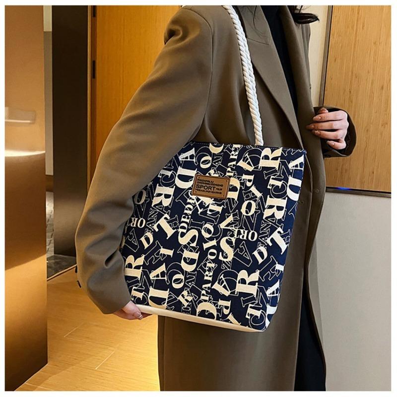 Женская сумка-тоут из холста с надписью, большая вместимость, стильная сумка через плечо для работы и поездок на работу