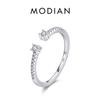 MODIAN Классические регулируемые свадебные кольца из стерлингового серебра 925 пробы с прозрачным цирконием на палец, простое мерцающее кольцо золотого цвета для женщин, ювелирные изделия