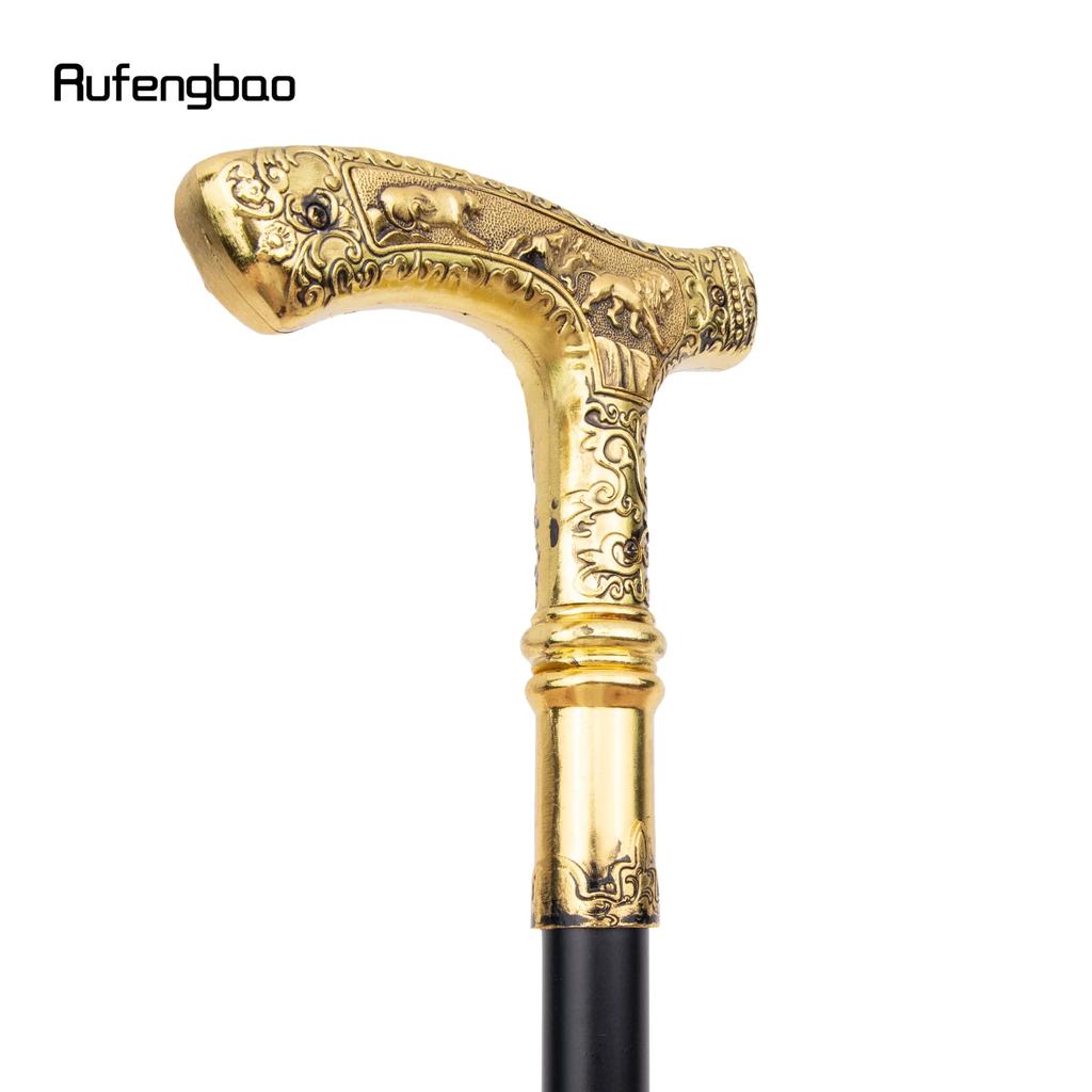 Golden Lion Luxury Pattern Walking Stick Party Fashion Elegant Walking Stick Decorative Cospaly Cane Knob Crosier 89cm