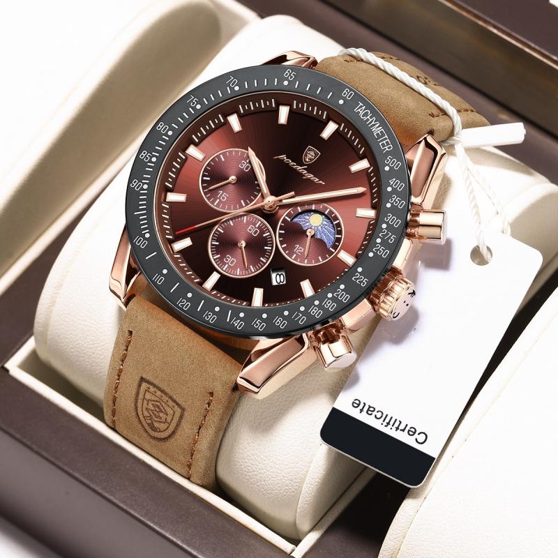 Новые повседневные часы с большим циферблатом, роскошные мужские светящиеся водонепроницаемые ультратонкие кварцевые часы с тремя секундами на дисплее, кожаные мужские часы