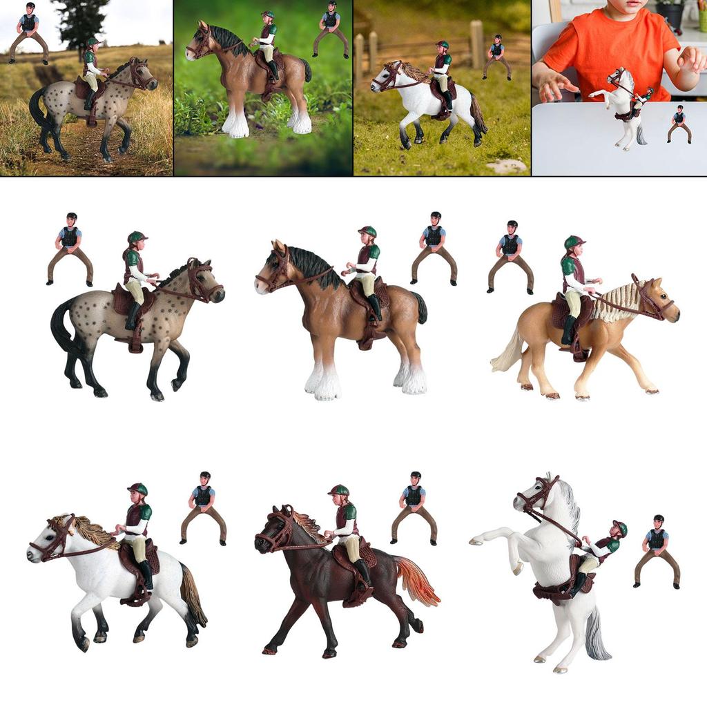 Horse Figure Animal Model PVC with Saddle Miniature Simulation Pretend Educational Toy Wildlife Statue for Party Favors Gifts