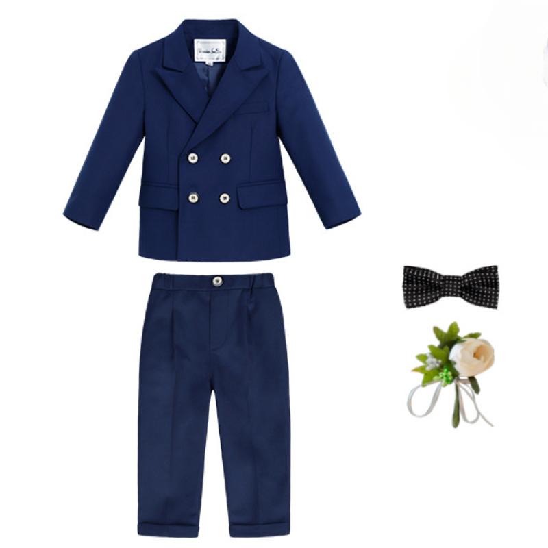 Деловой костюм для мальчиков, весна-лето 2024, британская клетчатая детская свадебная одежда, серый красивый детский школьный комплект, блейзер