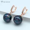 Fashion Colorful Round Simulated-pearl Drop Earrings For Women Wedding Party Rose Gold Color Jewelry