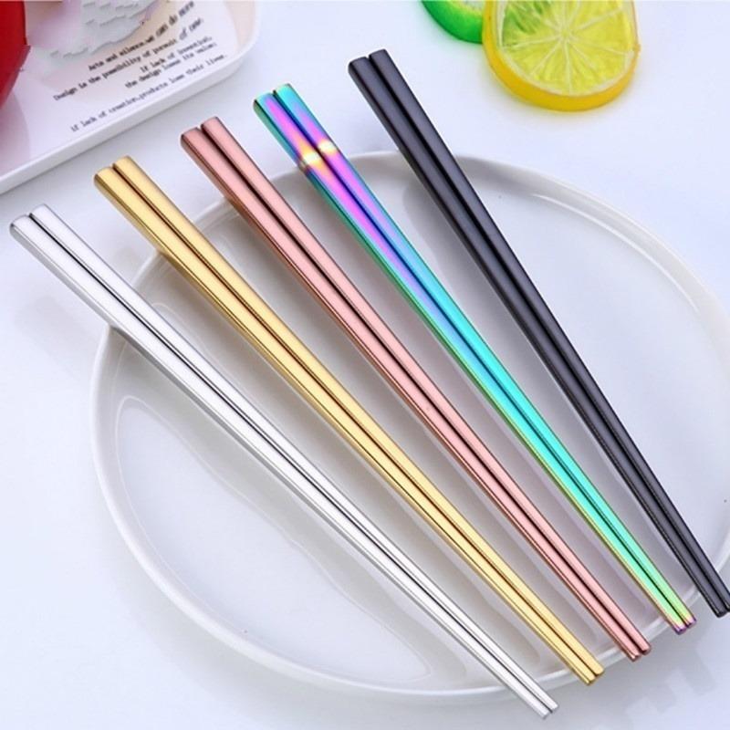 1Pair Tableware Stainless Steel Tableware Colorful Length 23cm Chopsticks