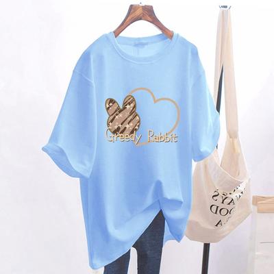 Футболка из хлопка средней и длинной длины с короткими рукавами для женщин, летняя, новый иностранный стиль, большой размер, свободный топ, закрывающий ягодицы для женщин