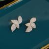 Temperament Light Luxury Micro-Diamond Petal Earrings Niche Design High-End Earrings Studs