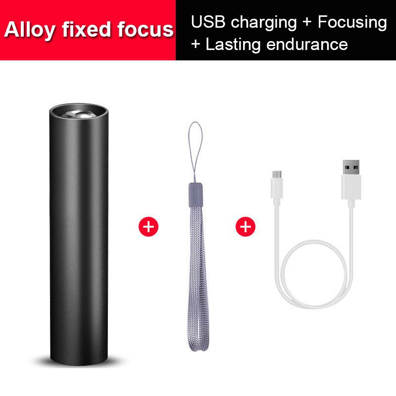 Портативный мини-светодиодный фонарик, перезаряжаемый, мощный, уличный, с фиксированным фокусом, новый