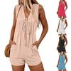 Женский летний свободный комбинезон без рукавов с плиссировкой спереди, завязками, V-образным вырезом, шортами и карманами
