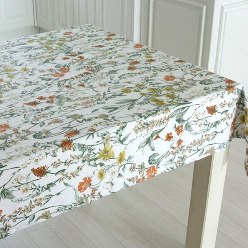 Льняная скатерть с изображением цветка георгина 100x130 (2 цвета)