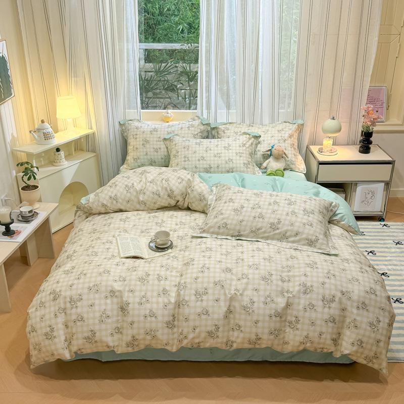 Комплект из четырех предметов, пододеяльник из чистого хлопка, простыня из хлопка, комплект из трех предметов для односпальной кровати в общежитии