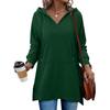 Women's Fashion Long-Sleeved V-Neck Casual Solid-Colour Hooded Sweatshirt Top