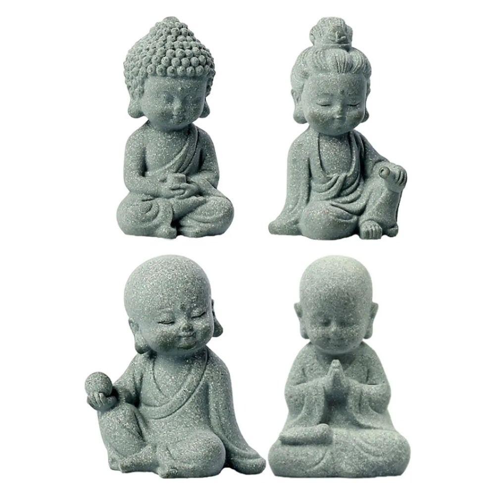 Sandstone Aquarium Buddha Statues Mini Dolls Buddha Statue Little Monk Figurine Car Dashboard