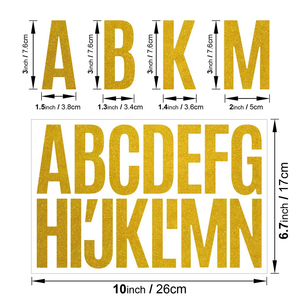 3-дюймовая блестящая наклейка с буквой, блестящая пудра, украшение для праздника, дня рождения, вечеринки, сделай сам, водонепроницаемая, большого размера, блестящая наклейка с буквой