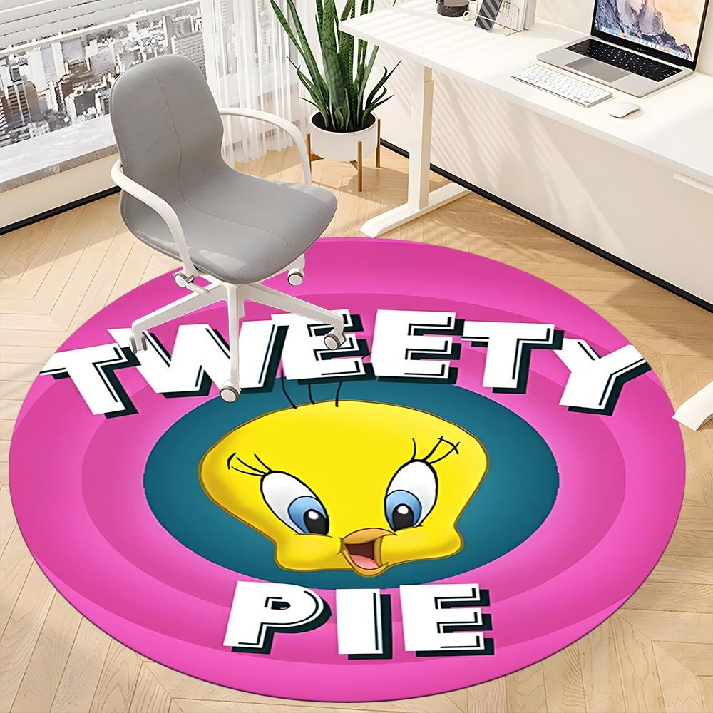 1 шт. Круглый коврик Looney Tunes Tweety Pie для офиса, под офисные стулья, спальни, гостиной, домашний декор a1022305