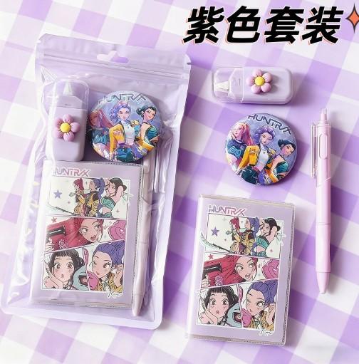 "Demon Hunter Girls" K-pop Stationery Set 4-piece High-value Appearance Student Learning Reward Stationery Gift