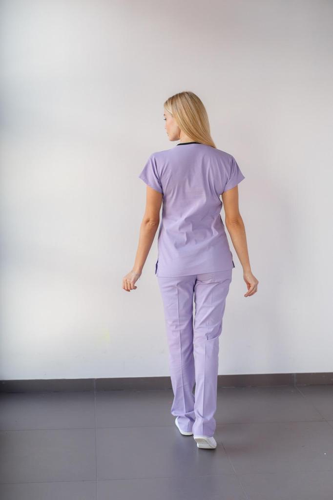 Набор из двух предметов, медицинские скрабы, унисекс, комплект униформы для врачей и медсестер, медицинская форма, хирургический костюм, топы + брюки, с v-образным вырезом, с короткими рукавами, тонкая ткань Tericoton