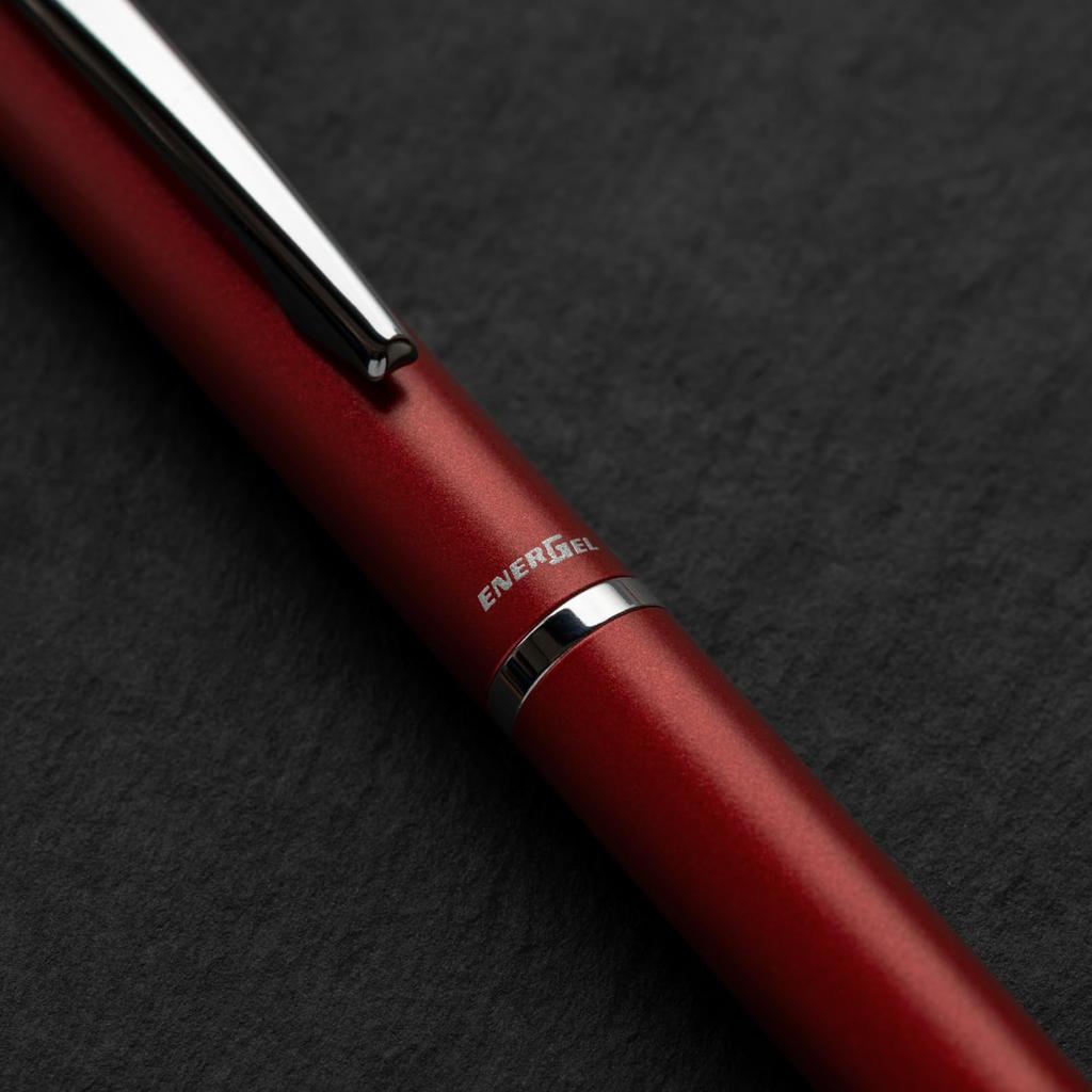 Pentel EnerGel Philography Ballpoint Gel Red BLN2005B Pen, Ink, 0.5mm, Barrel, (Black)