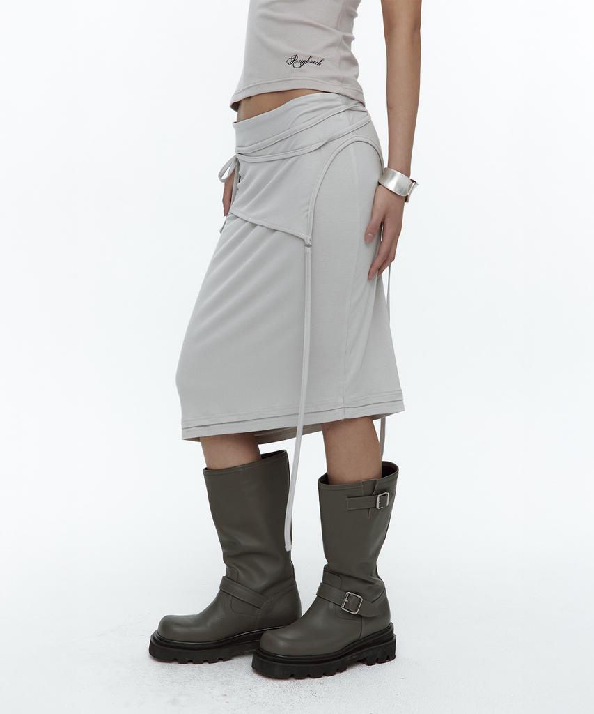 Rough Neck Asymmetric Panel Skirt Fog