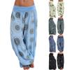 Women's Boho Mandala Print Harem Pants High Waist Fold Over Waistband Loose Wide Leg Long Casual Beach Trousers Summer Holiday Lounge Pants