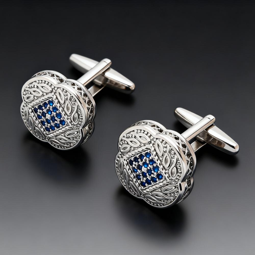 Men's Cufflink Set, White Rectangular Crystal Cufflinks, Paired with Gift Boxes.