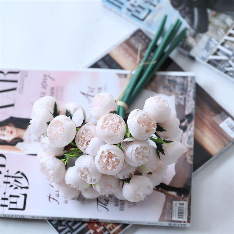 Потрясающие высокореалистичные шелковые цветы пиона и чайной розы с 21 головкой для домашнего декора