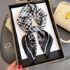 Luxury Houndstooth Square Scarf Women 70*70cm Silk Scarf Hijab Fashion Neckerchief Ribbon Hairband Soft Satin Headband Ribbon