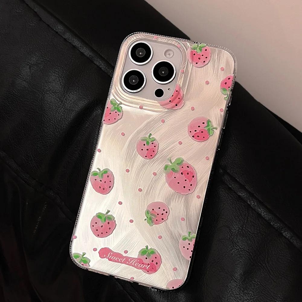 Розовый чехол для телефона с клубникой для iPhone 17 Air 16 15 14 13 12 11 Pro Max Чехол для iPhone 16 15 14 Plus Чехол Funda Bumper