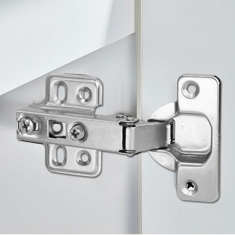 1/10pcs Stainless Steel Cabinet Door Hinges Buffer Kitchen Wardrobe Door Concealed Hinges with Screws Furniture Hardware Tools