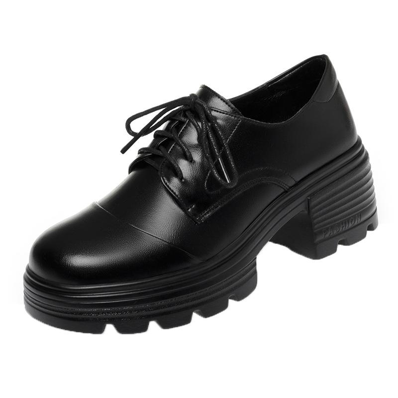 Платформа Британские женские кожаные туфли модный зарубежный стиль на шнуровке толстый каблук женские туфли новые удобные одинарные туфли