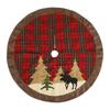 Festive Checked Fabric Christmas Tree Skirt With Charming Embroidery And Unique Design