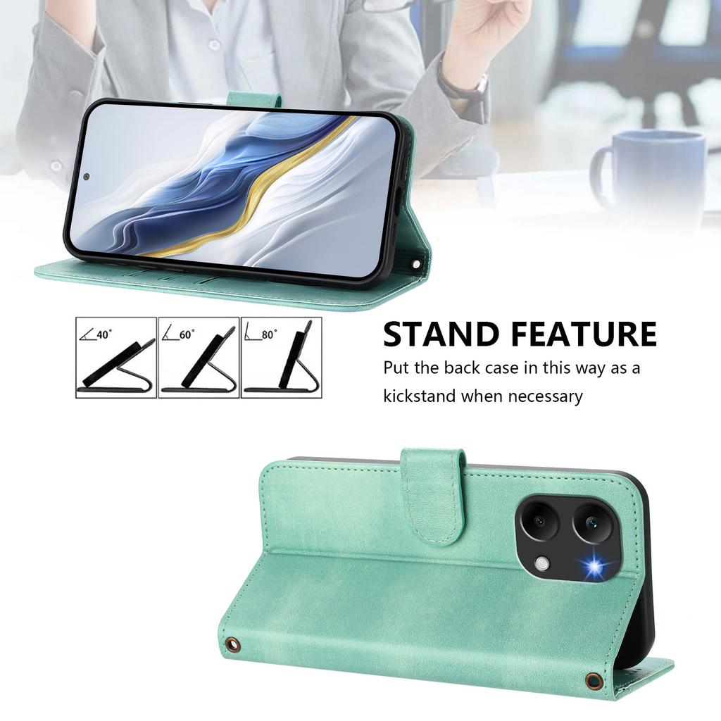 Wallet Case for Poco X8 Pro Max 5G - Leather/PU, Green, With Lanyard