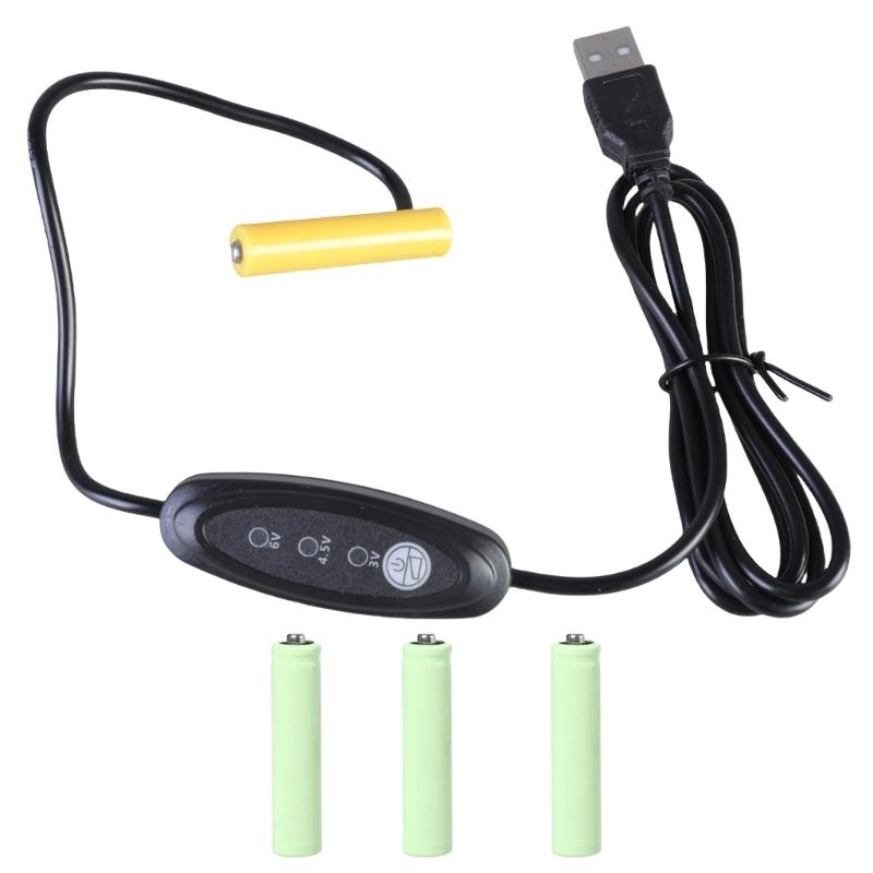 3A Адаптер-заглушка для батарейки USB-кабель питания Заменяет 2 шт. на 4 шт. батареек 1,5 В LR03 3A для светодиодной лампы, вентилятора