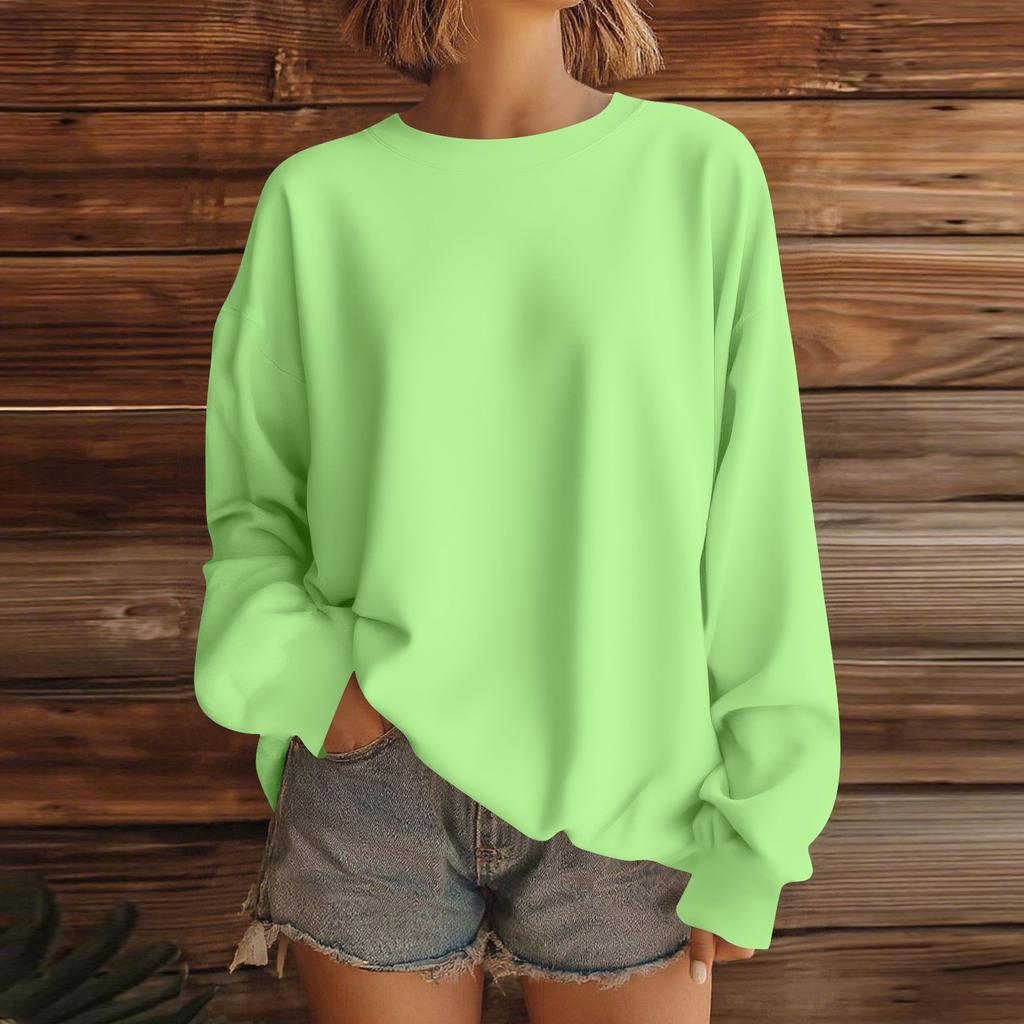 Women  Tops Women's Long Sleeve Sweatshirt Casual Crewneck Loose Fit Pollover Fleece Tops