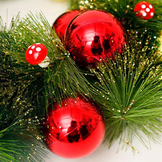 Christmas Wreath for Front Door Artificial Pine Needle Wreath with Balls Bows Flowers Merry Christmas Hanging Decor for Home Wall Window Porch Decor