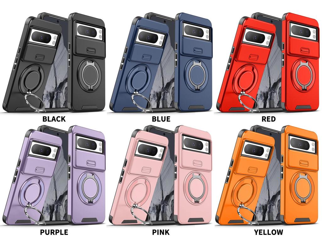 Чехол для телефона Google Pixel 7 Pro/8A с вращающейся на 360° подставкой-кольцом и окошком для объектива