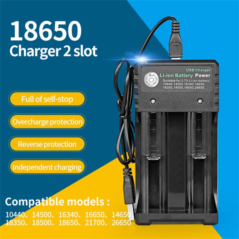 2-слотовое USB зарядное устройство для аккумуляторов 18650, двойной независимый зарядный адаптер, зарядное устройство для литиевых аккумуляторов 3,7 В 4,2 В