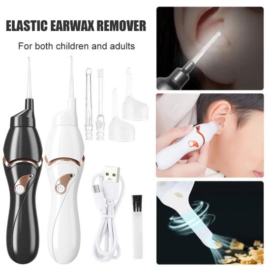 Electric Ear Wax Remover with Built-in LED Lights Ear Pick Spoon Low Noise Washable USB Charging Spiral Ear Cleaning Tool for Kids Adults