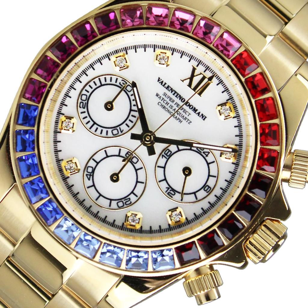 VALENTINO DOMANI Часы хронограф цирконий золото GOLD VD006MUW мужские