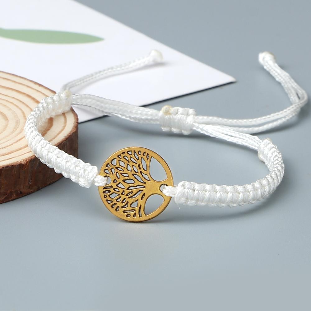 Браслеты из плетеного шнура ручной работы Дерево жизни Регулируемый браслет-манжета на запястье для женщин и мужчин Подарок дружбы Ювелирные изделия